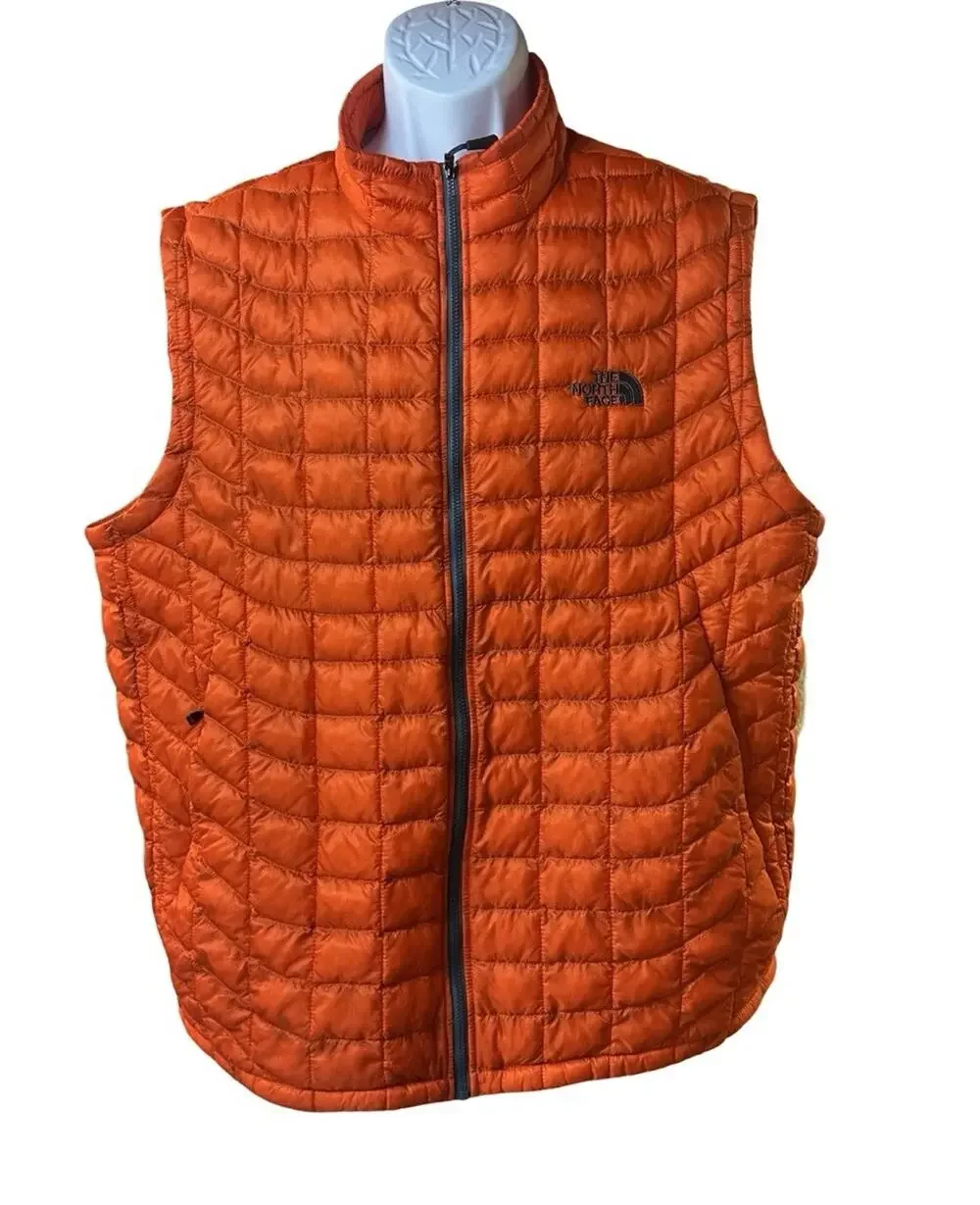 The North Face Puffer Vest Men's Extra Large Orange Thermoball Full Zip